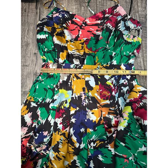 J. Crew Multicolored Brushstroke Silk Floral Abstract Sleeveless Dress Size 00 - Picture 5 of 9
